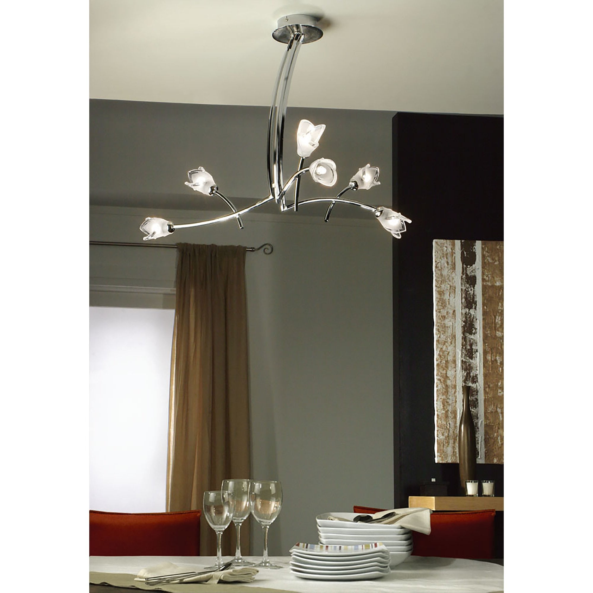 M0181 Pietra Pendant 3 Arm 6 Light G9 Polished Chrome