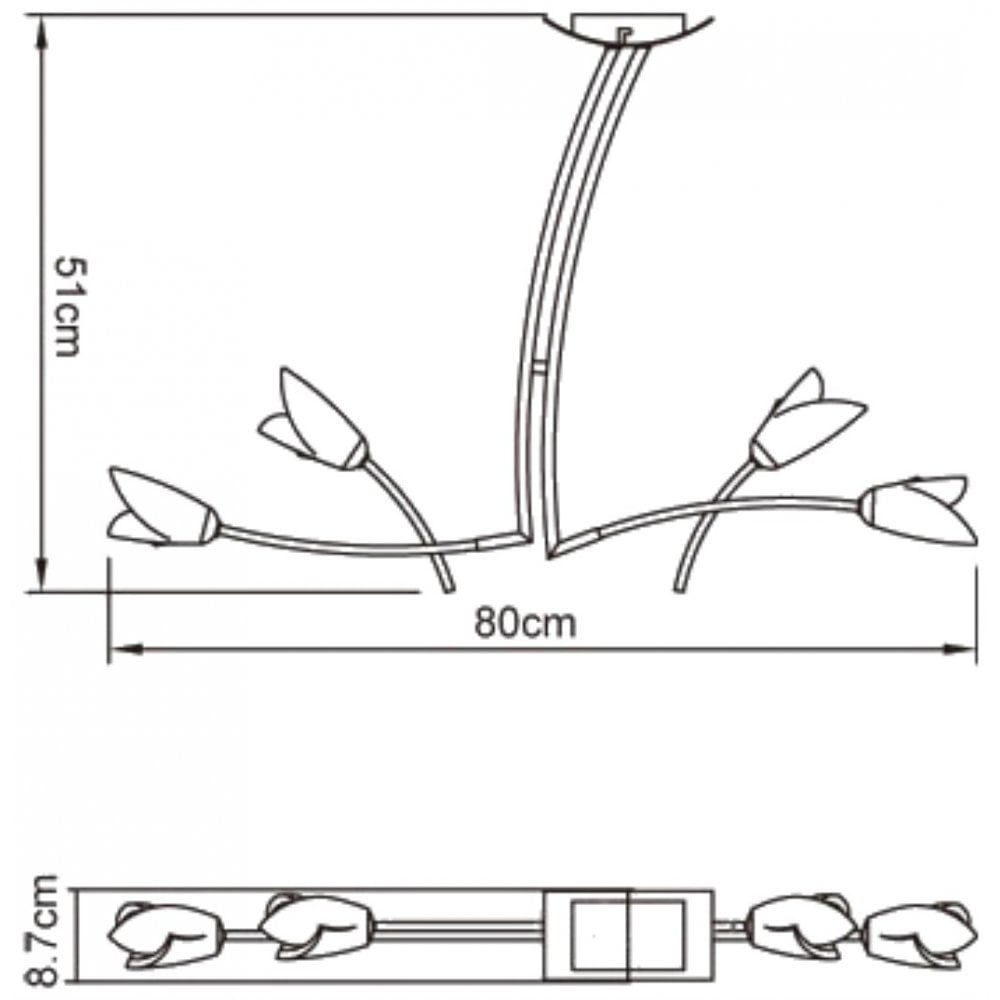M0183 Pietra Linear Pendant 2 Arm 4 Light G9 Polished Chrome