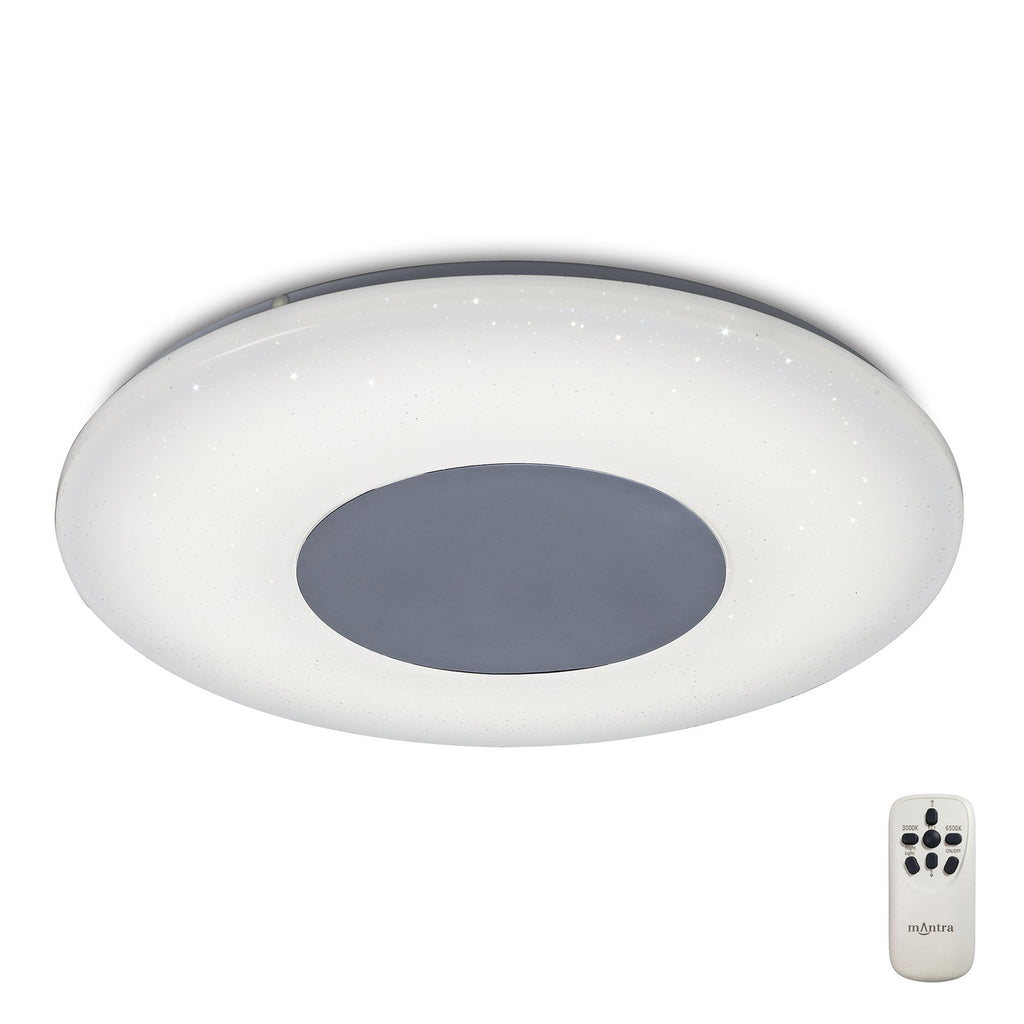 M5933 Reef Ceiling 45cm Round 48W LED -6500K Tuneable Remote Control Chrome / White