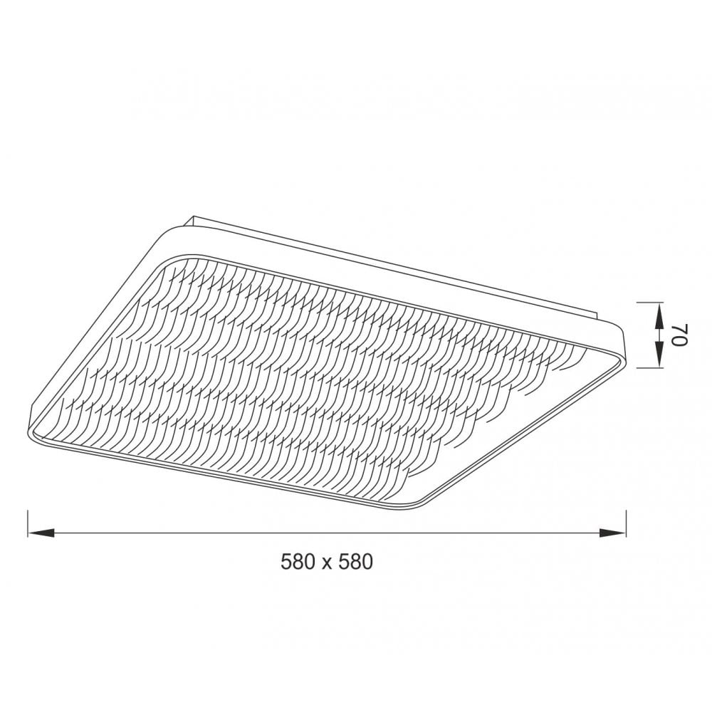 M5340 Reflex Flush 58cm Square 50W LED + 6000K Aluminium / Acrylic