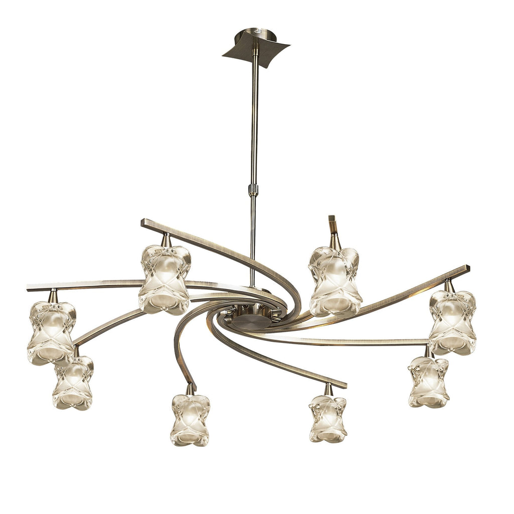 M0032AB Rosa Del Desierto Telescopic Pendant 8 Light G9 Antique Brass