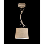 M6410 Sabina Pendant 30cm Round 1 Light Imitation Wood Linen Shade