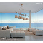 M6410 Sabina Pendant 30cm Round 1 Light Imitation Wood Linen Shade