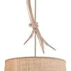 M6410 Sabina Pendant 30cm Round 1 Light Imitation Wood Linen Shade