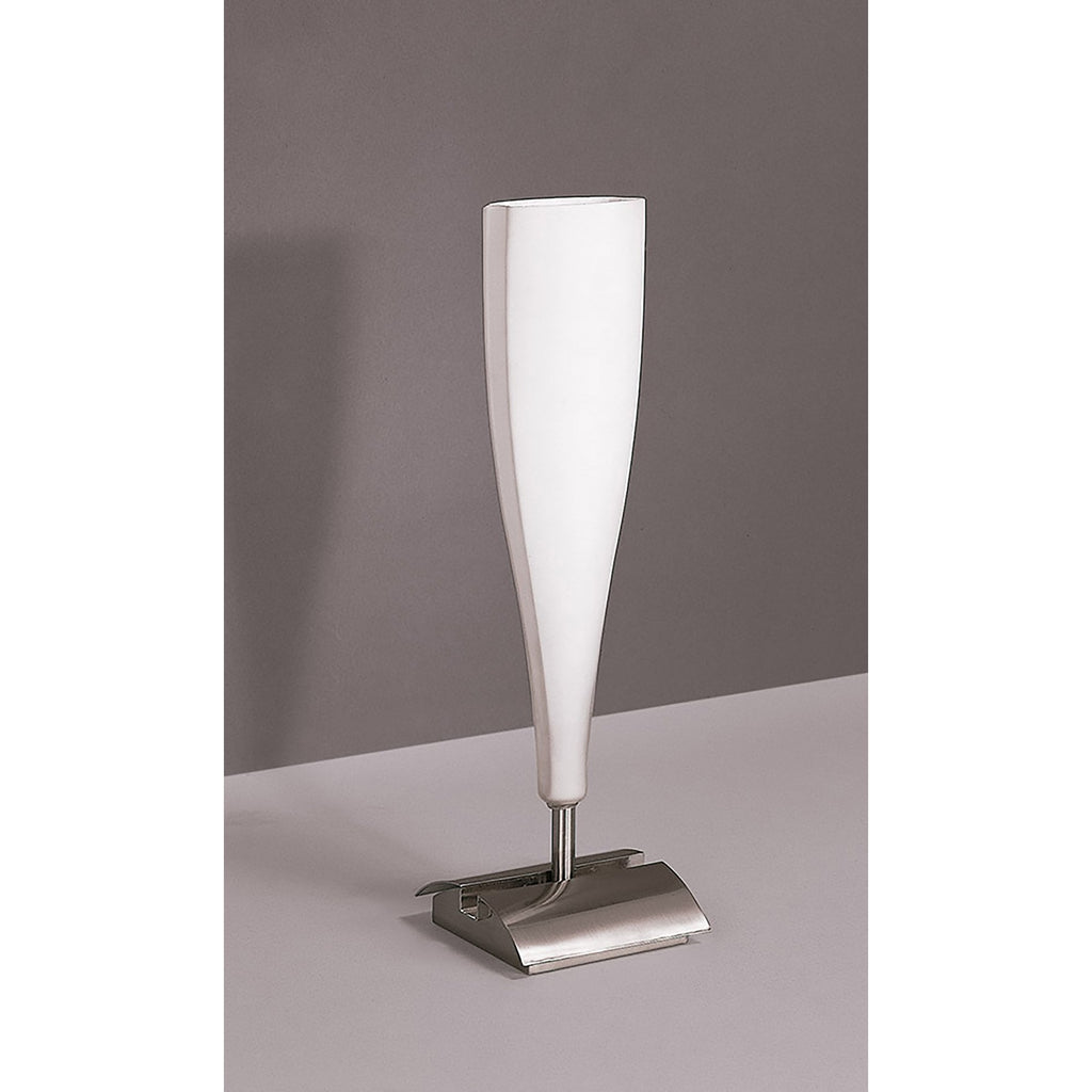 M0064 Java Table Lamp Small 1 Light E14 Satin Nickel/Frosted White Glass
