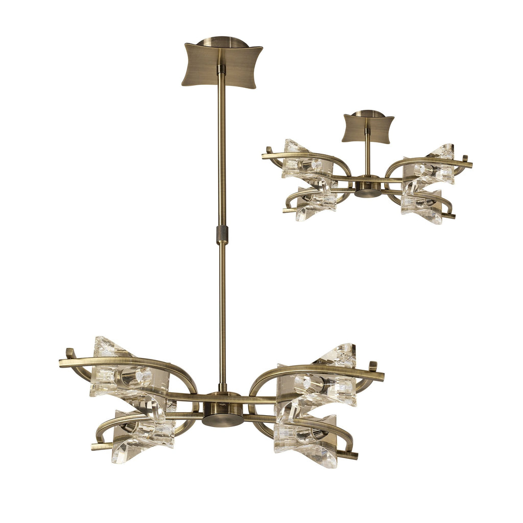M0881AB Kromo Telescopic Convertible To Semi Flush 4 Light G9 Antique Brass