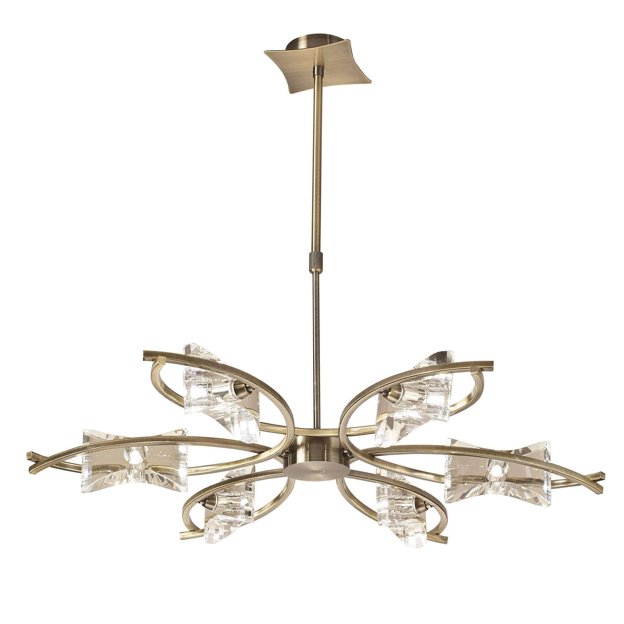 M0884AB Kromo Telescopic Convertible To Semi Flush 6 Light G9 Antique Brass