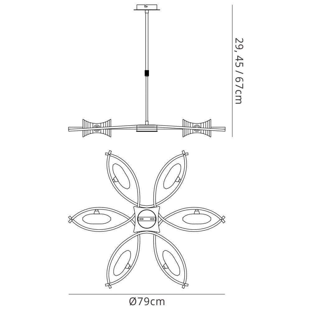 M0884AB Kromo Telescopic Convertible To Semi Flush 6 Light G9 Antique Brass