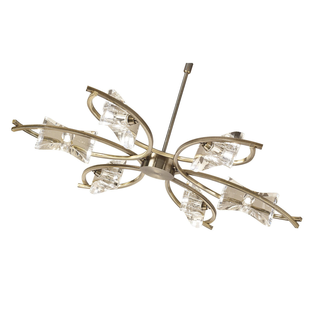 M0884AB Kromo Telescopic Convertible To Semi Flush 6 Light G9 Antique Brass