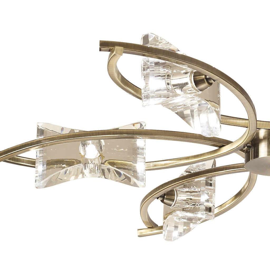 M0884AB Kromo Telescopic Convertible To Semi Flush 6 Light G9 Antique Brass
