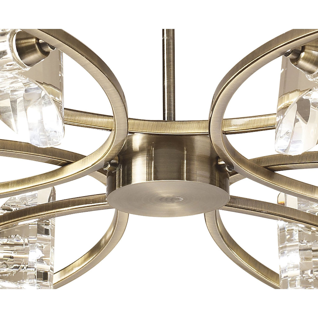 M0884AB Kromo Telescopic Convertible To Semi Flush 6 Light G9 Antique Brass