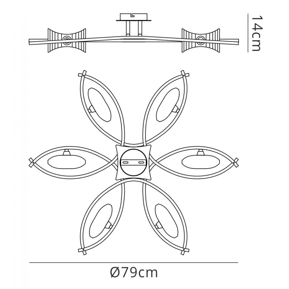 M0886AB Kromo Ceiling 6 Light G9 Antique Brass