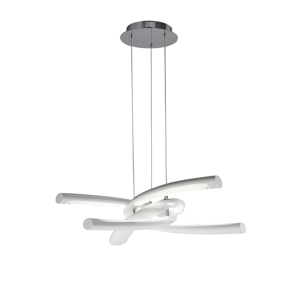 M3970 Knot Pendant 36W LED Gloss White/White Acrylic/Polished Chrome