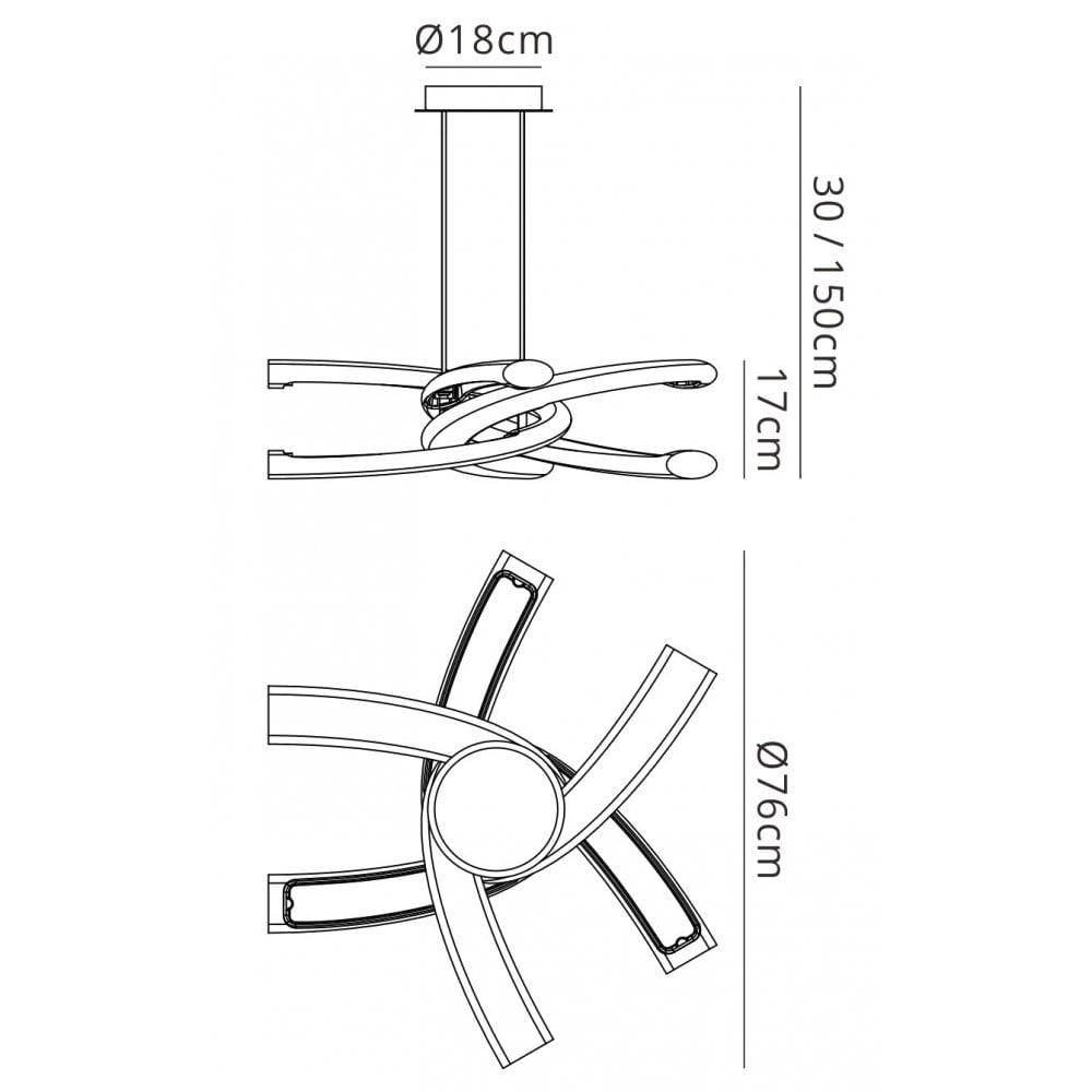 M3970 Knot Pendant 36W LED Gloss White/White Acrylic/Polished Chrome