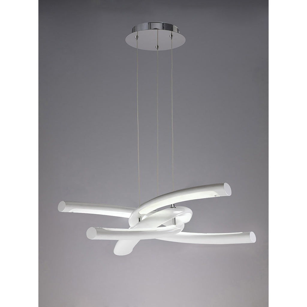 M3970 Knot Pendant 36W LED Gloss White/White Acrylic/Polished Chrome