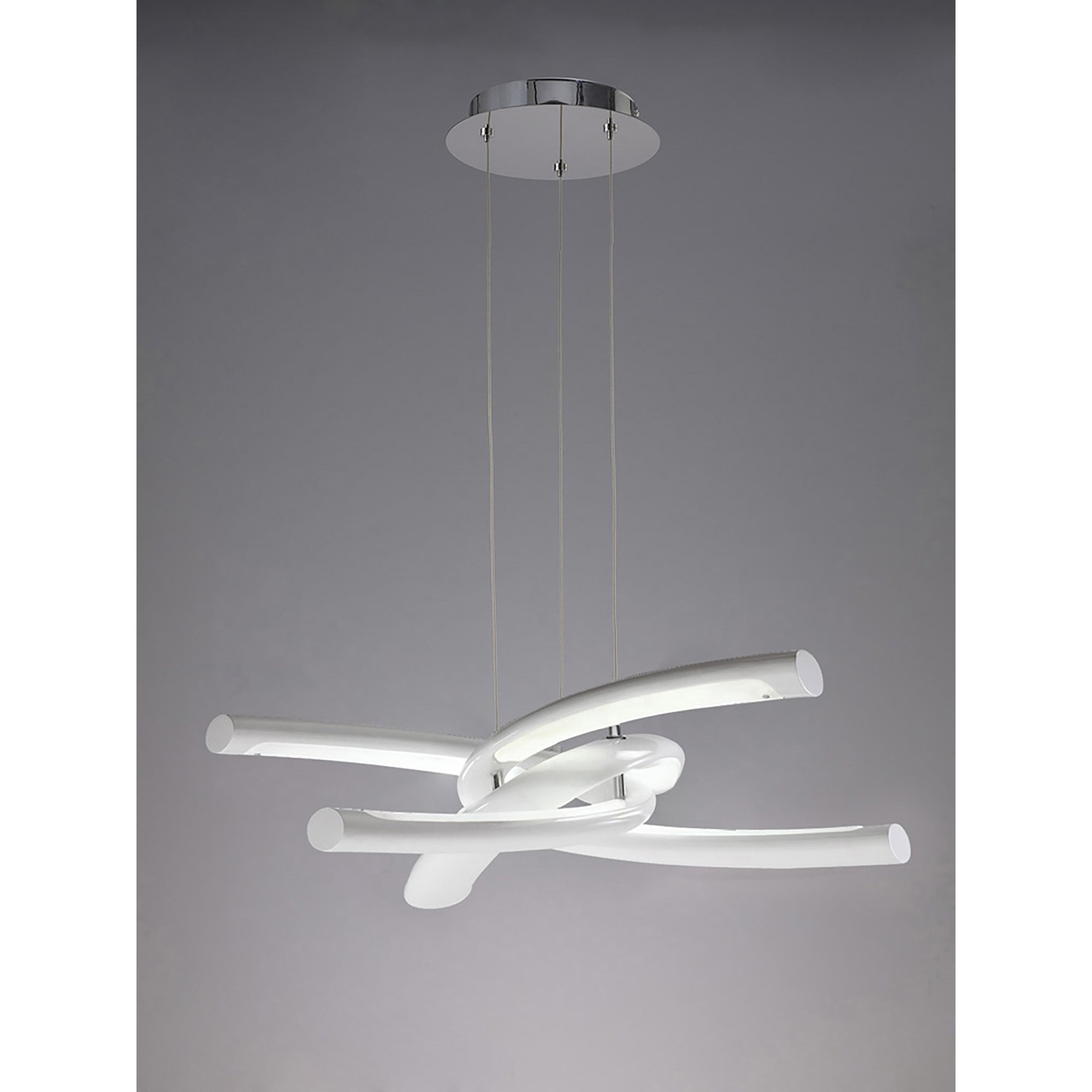 M3970 Knot Pendant 36W LED Gloss White/White Acrylic/Polished Chrome