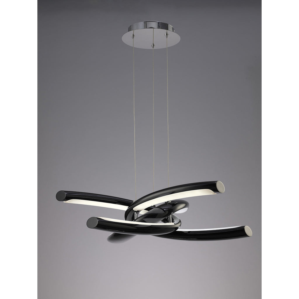 M3971 Knot Pendant 36W LED Gloss Black/White Acrylic/Polished Chrome