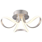 M4989 Knot Ceiling 36W LED 3 Looped Arms Silver/Frosted Acrylic