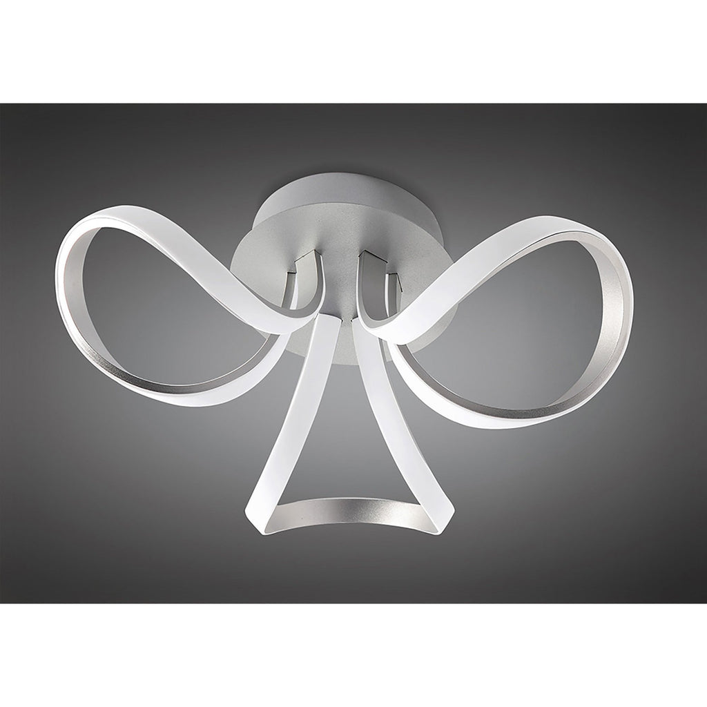 M4989 Knot Ceiling 36W LED 3 Looped Arms Silver/Frosted Acrylic