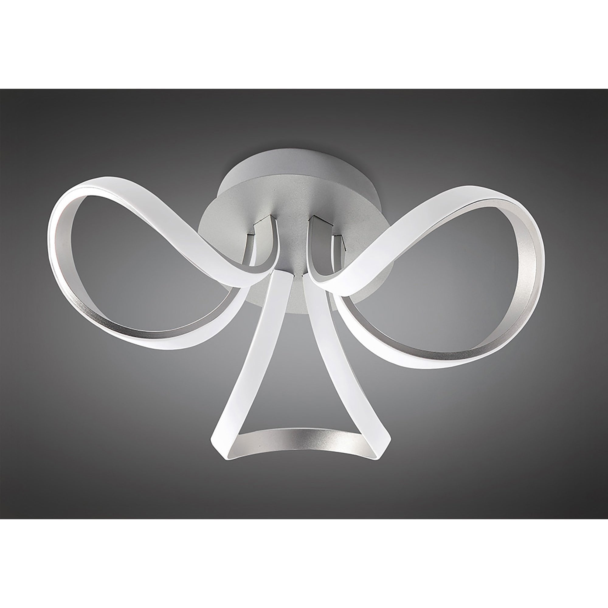 M4989 Knot Ceiling 36W LED 3 Looped Arms Silver/Frosted Acrylic