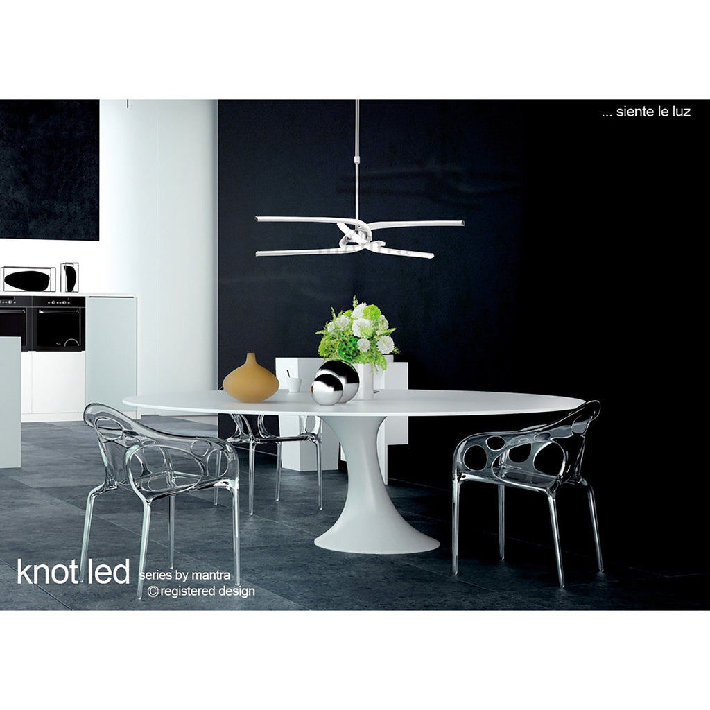 M4989 Knot Ceiling 36W LED 3 Looped Arms Silver/Frosted Acrylic