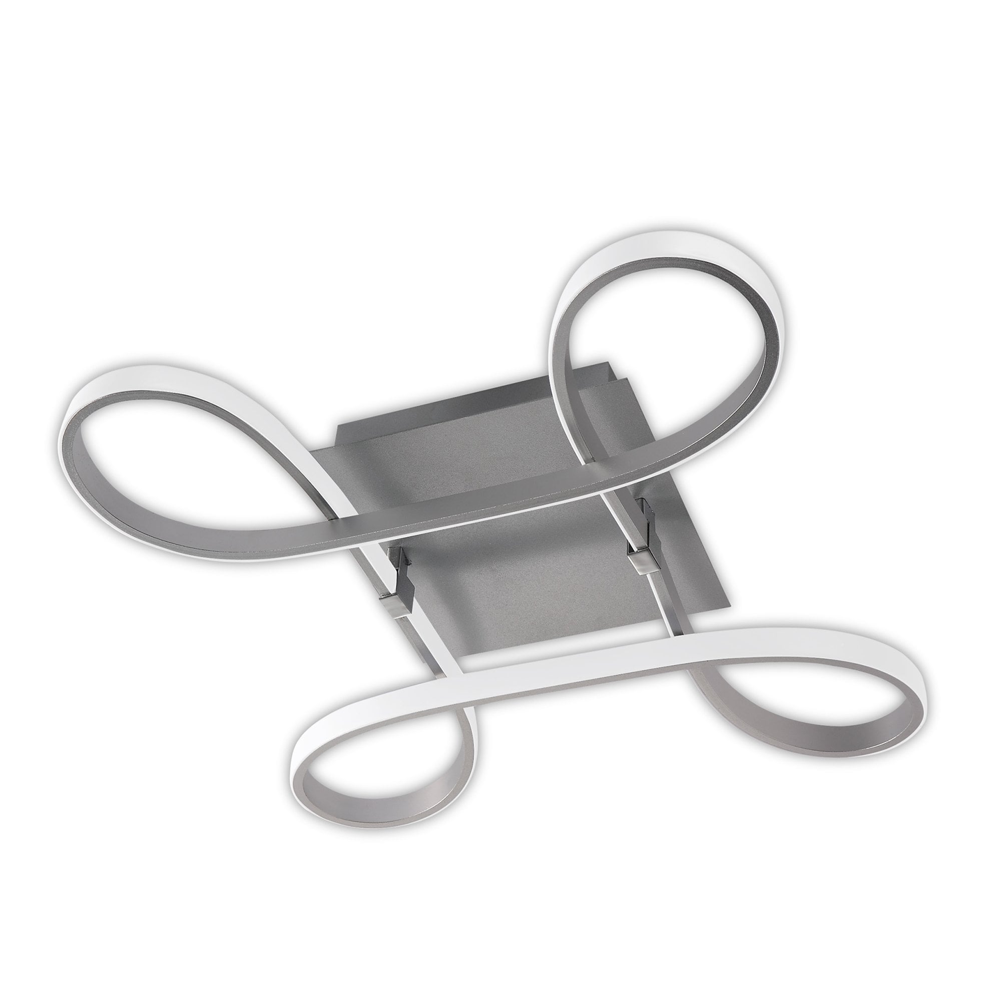M4990 Knot Square Ceiling 40W LED 4 Looped Arms Silver/Frosted Acrylic/Polished Chrome