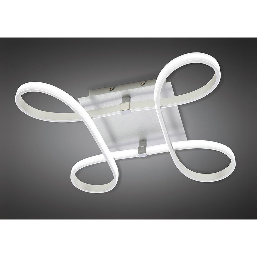 M4990 Knot Square Ceiling 40W LED 4 Looped Arms Silver/Frosted Acrylic/Polished Chrome