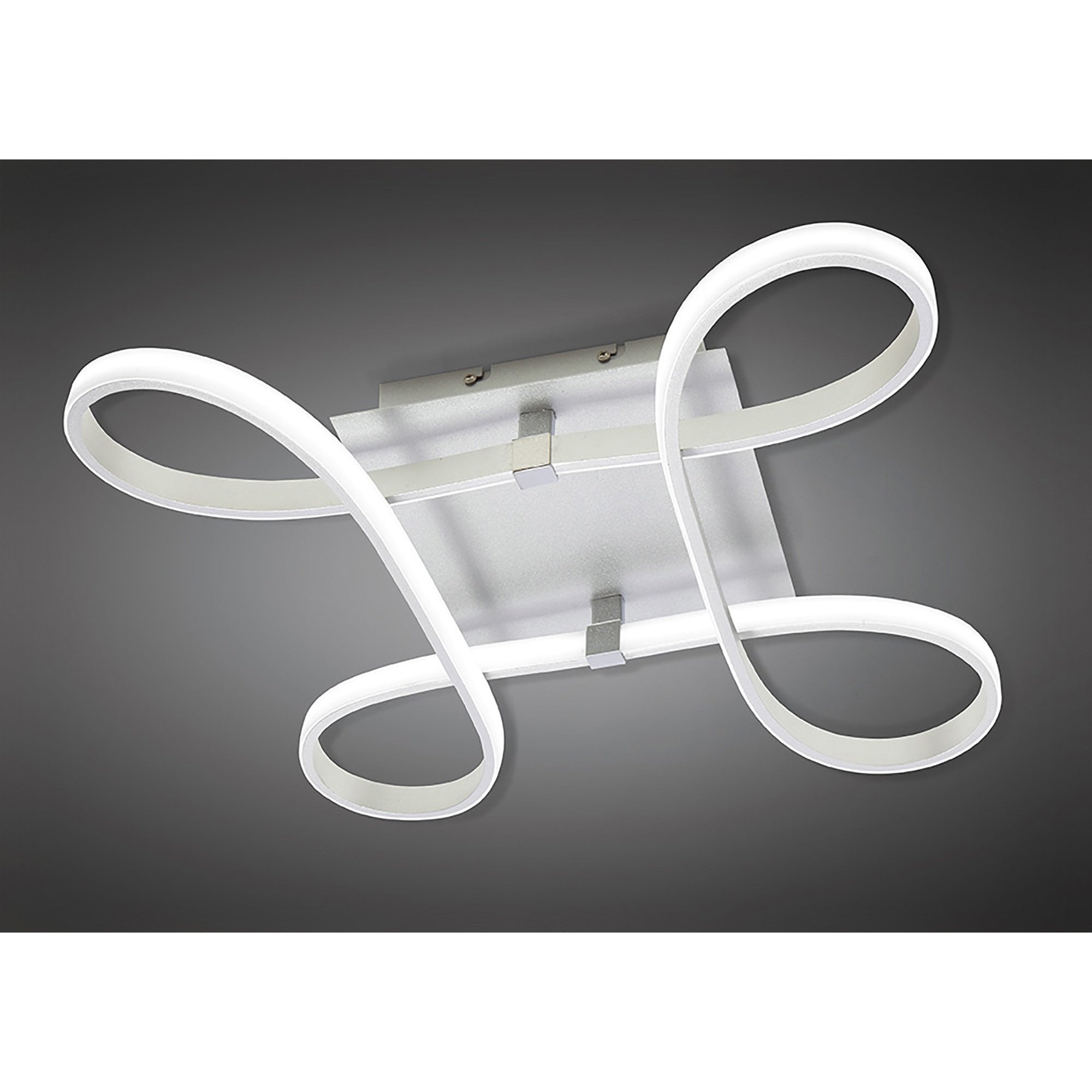 M4990 Knot Square Ceiling 40W LED 4 Looped Arms Silver/Frosted Acrylic/Polished Chrome