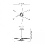M4991 Knot Telescopic\Semi Flush 45W LED Curved Arms Silver/Frosted Acrylic/Polished Chrome