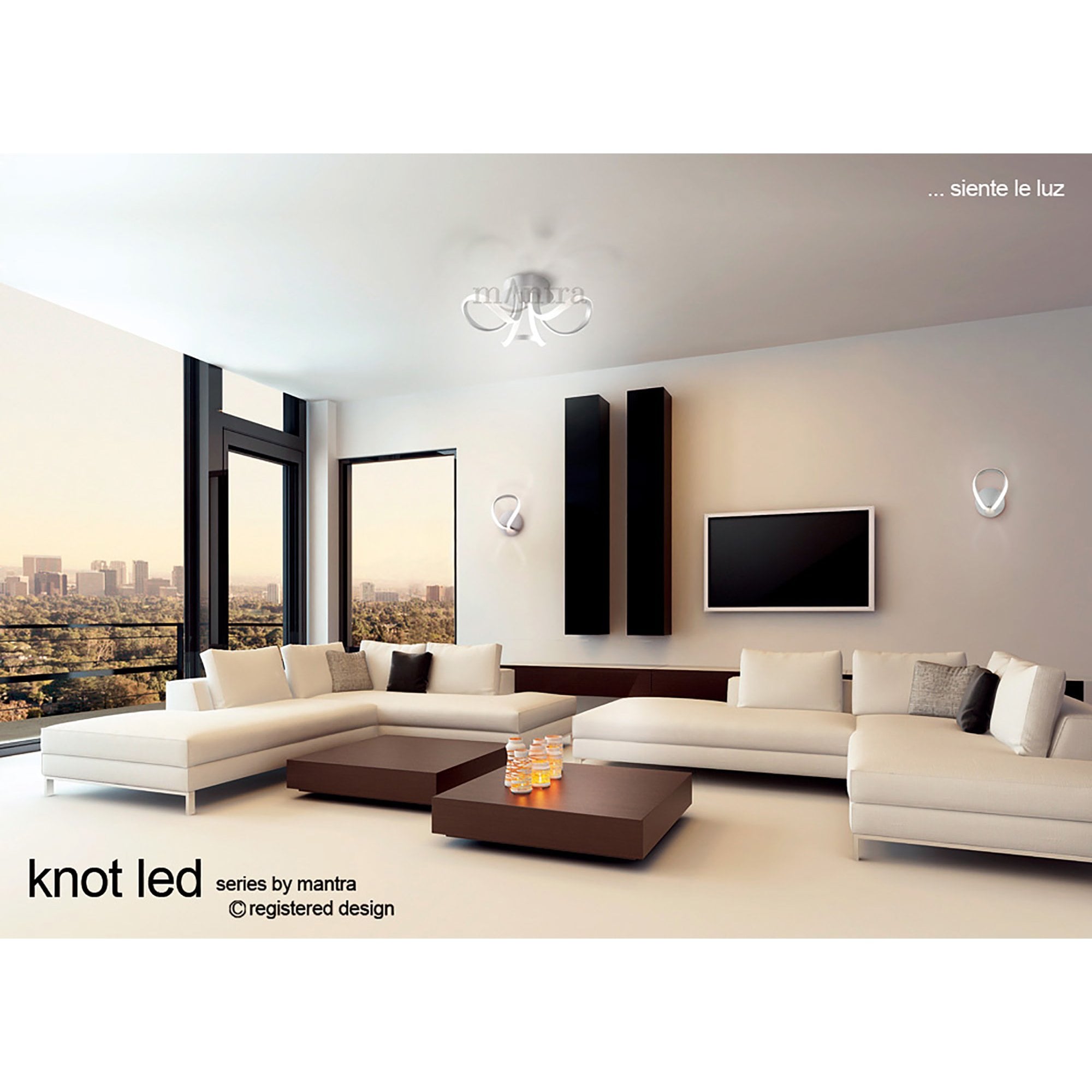 M4991 Knot Telescopic\Semi Flush 45W LED Curved Arms Silver/Frosted Acrylic/Polished Chrome