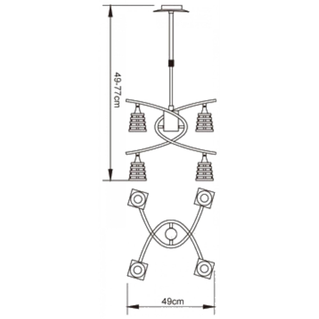 M0012 Keops Telescopic Pendant Convertible To Semi Flush 4 Light G9 Satin Nickel