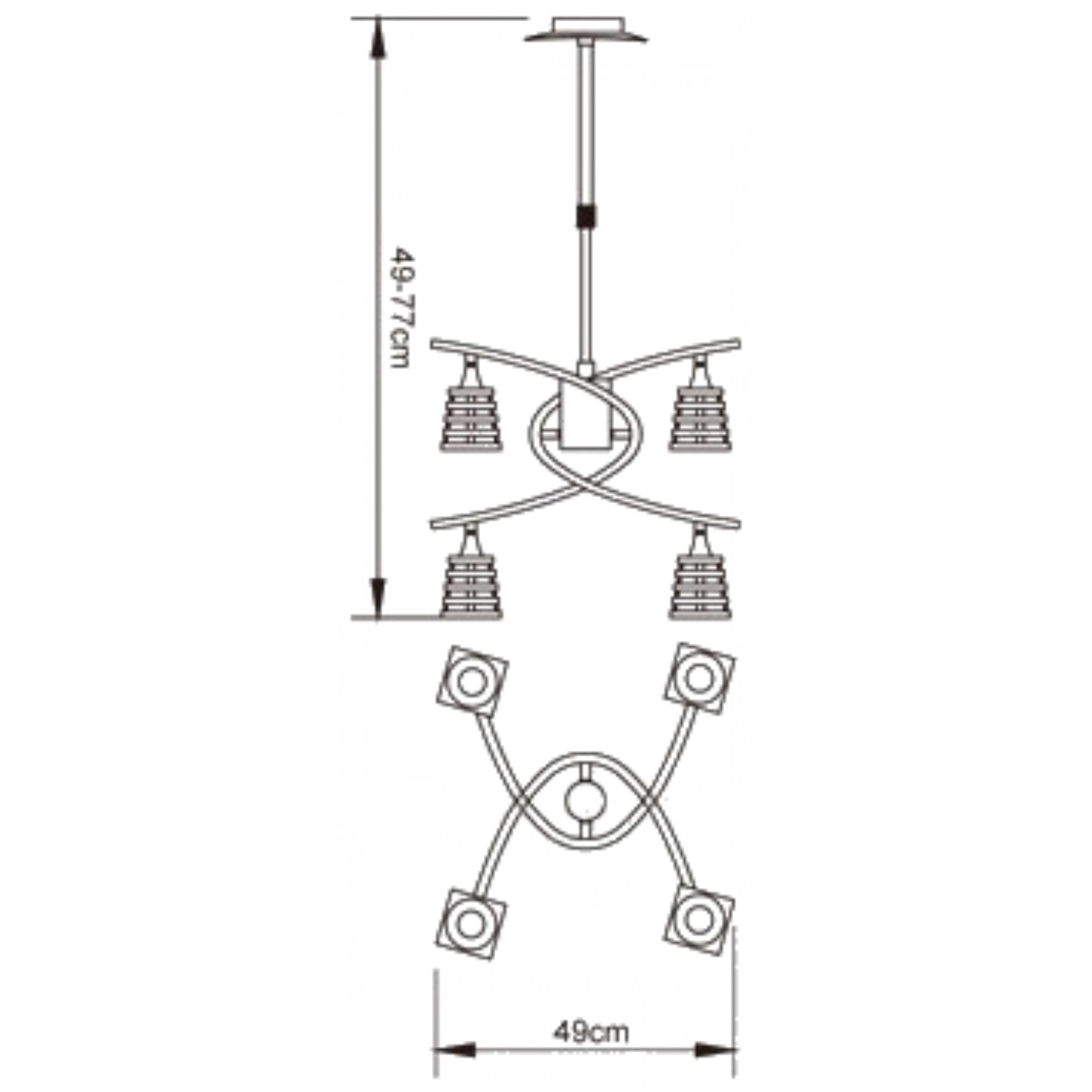 M0012 Keops Telescopic Pendant Convertible To Semi Flush 4 Light G9 Satin Nickel