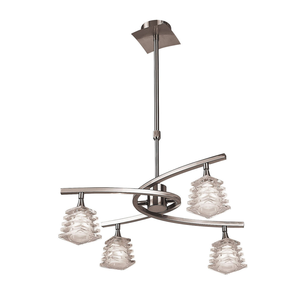 M0012 Keops Telescopic Pendant Convertible To Semi Flush 4 Light G9 Satin Nickel