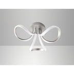 M4994 Knot Dimmable Ceiling 48cm Round 36W LED 3 Looped Arms Silver/Frosted Acrylic