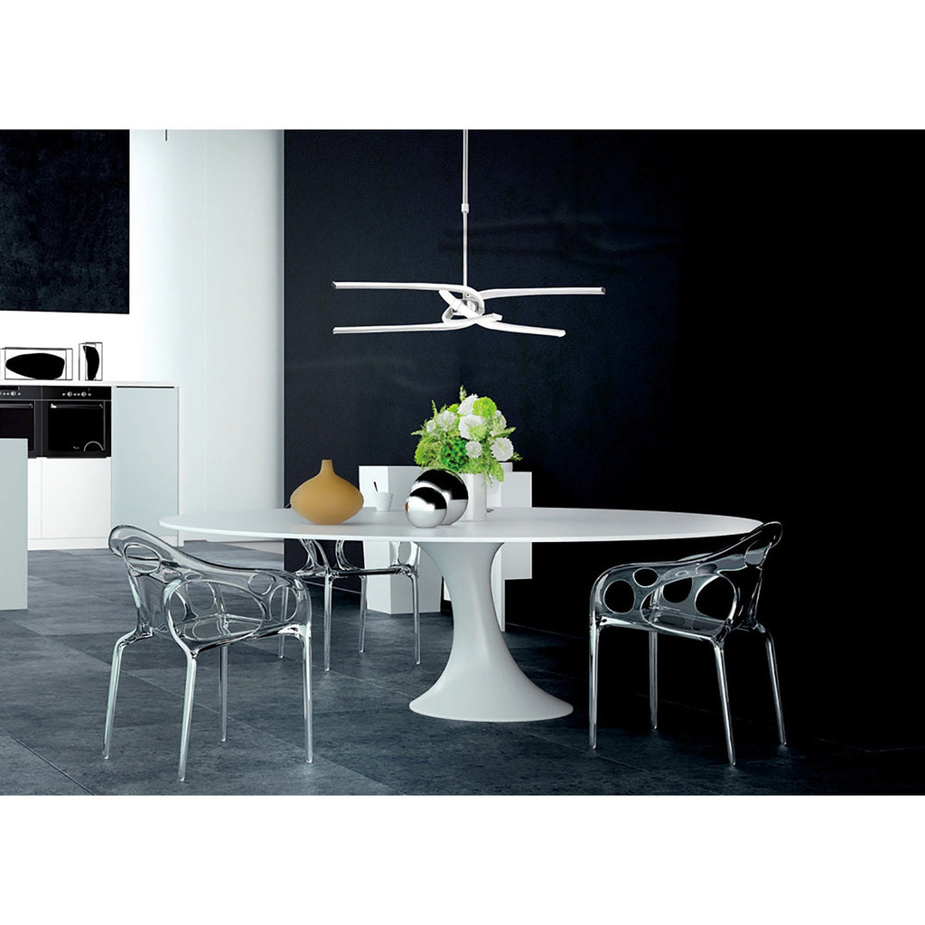M4994 Knot Dimmable Ceiling 48cm Round 36W LED 3 Looped Arms Silver/Frosted Acrylic