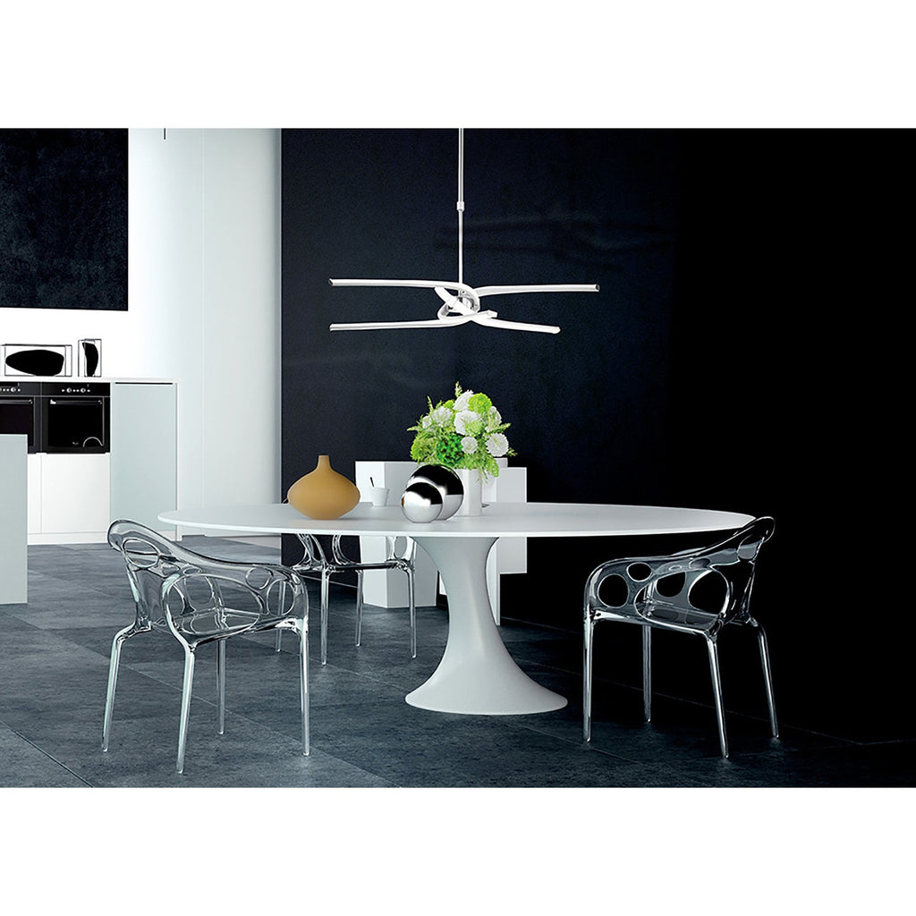 M4994 Knot Dimmable Ceiling 48cm Round 36W LED 3 Looped Arms Silver/Frosted Acrylic