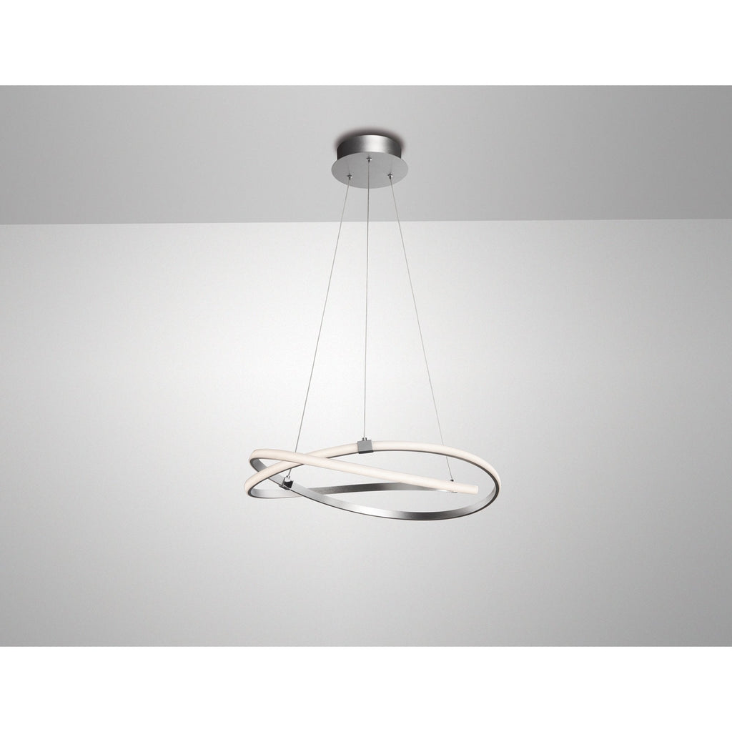 M5725 Infinity Pendant 42W LED Dimmable Silver/Polished Chrome/White Acrylic