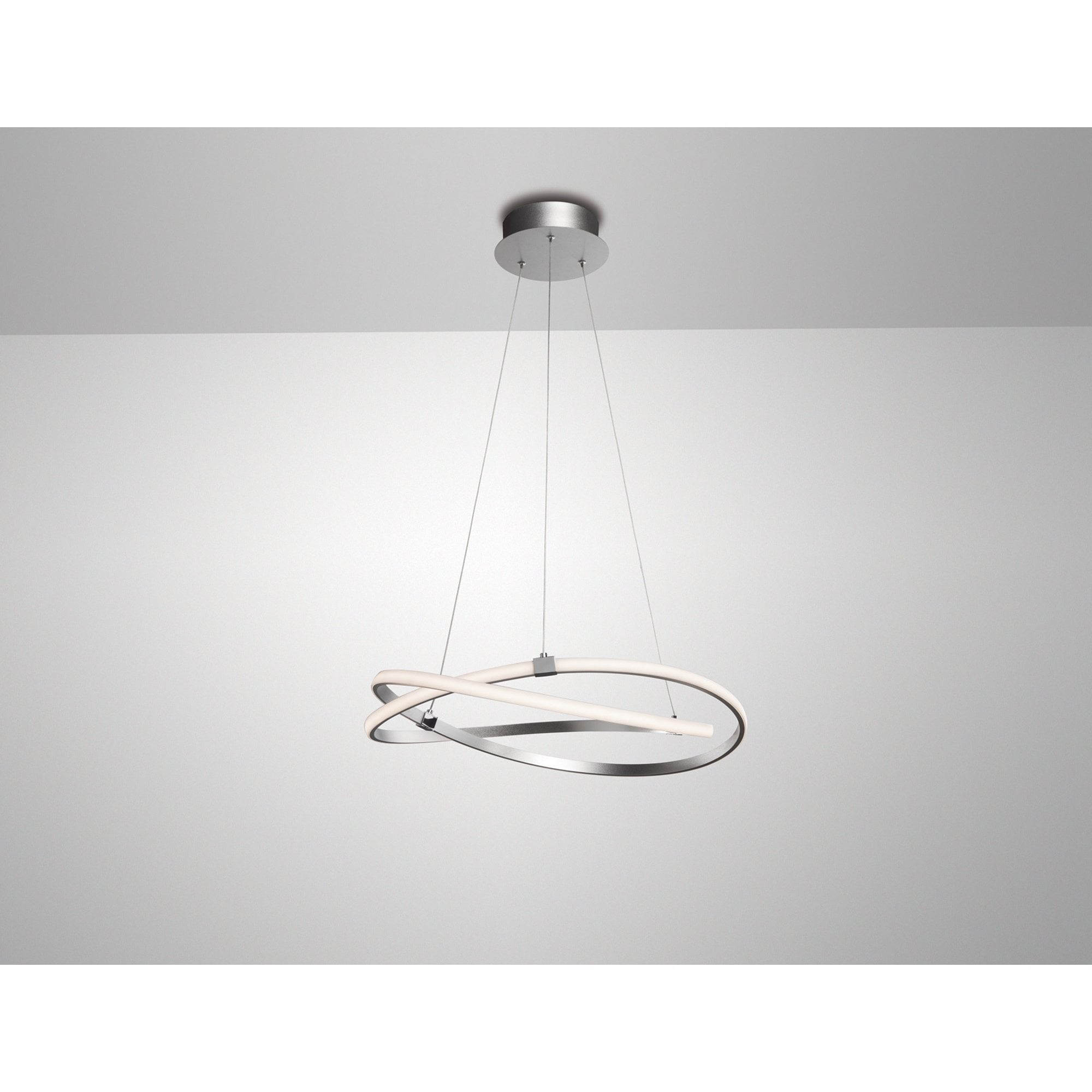 M5725 Infinity Pendant 42W LED Dimmable Silver/Polished Chrome/White Acrylic