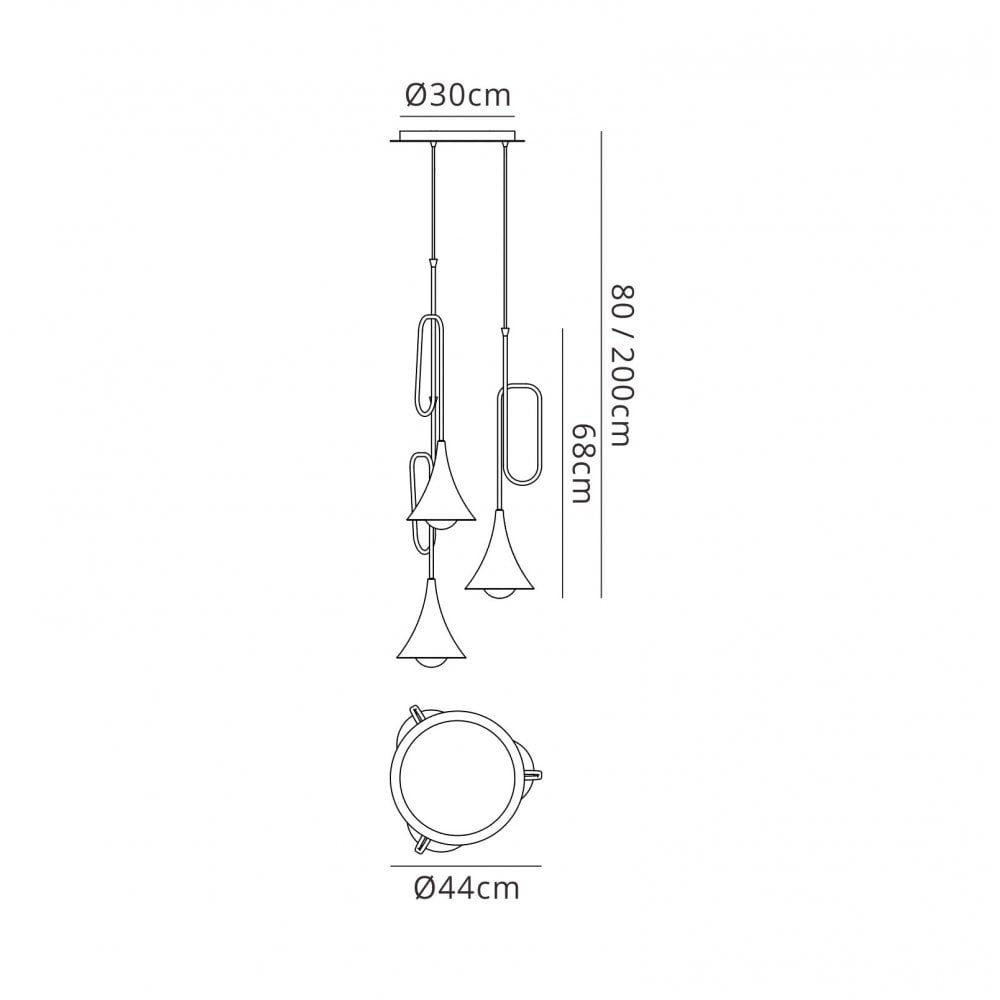M5896 Jazz Pendant 44cm Round Polished Gold