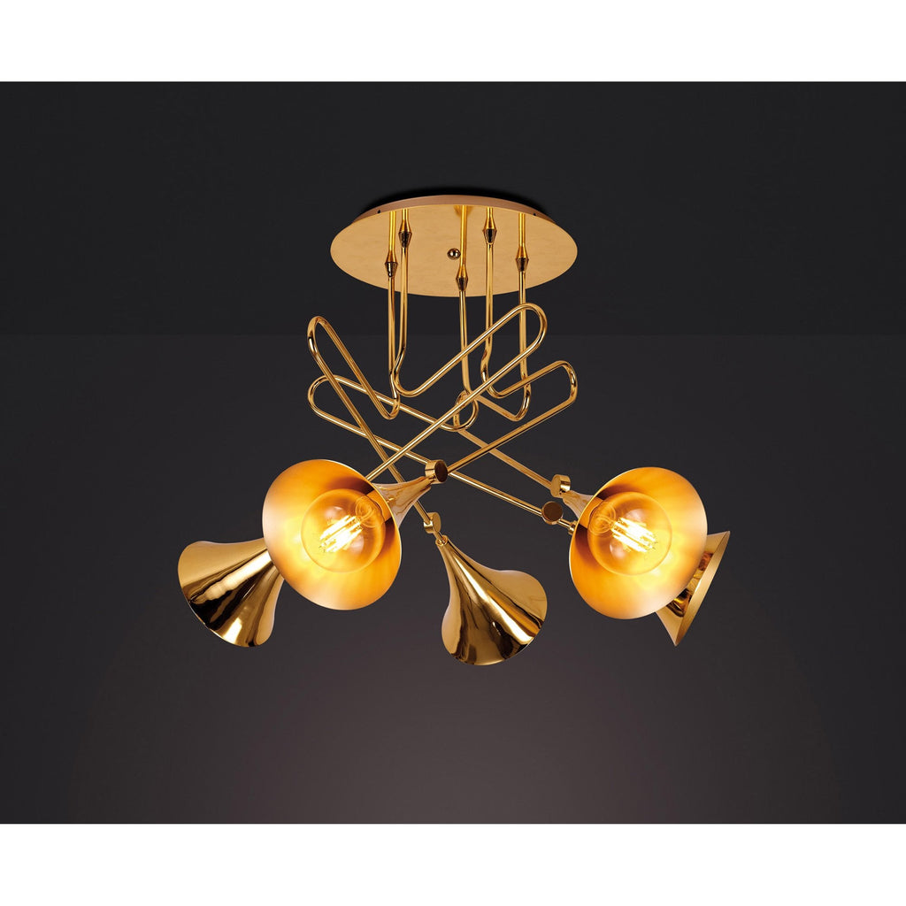M5897 Jazz Ceiling 76cm Round 5 Light Polished Gold