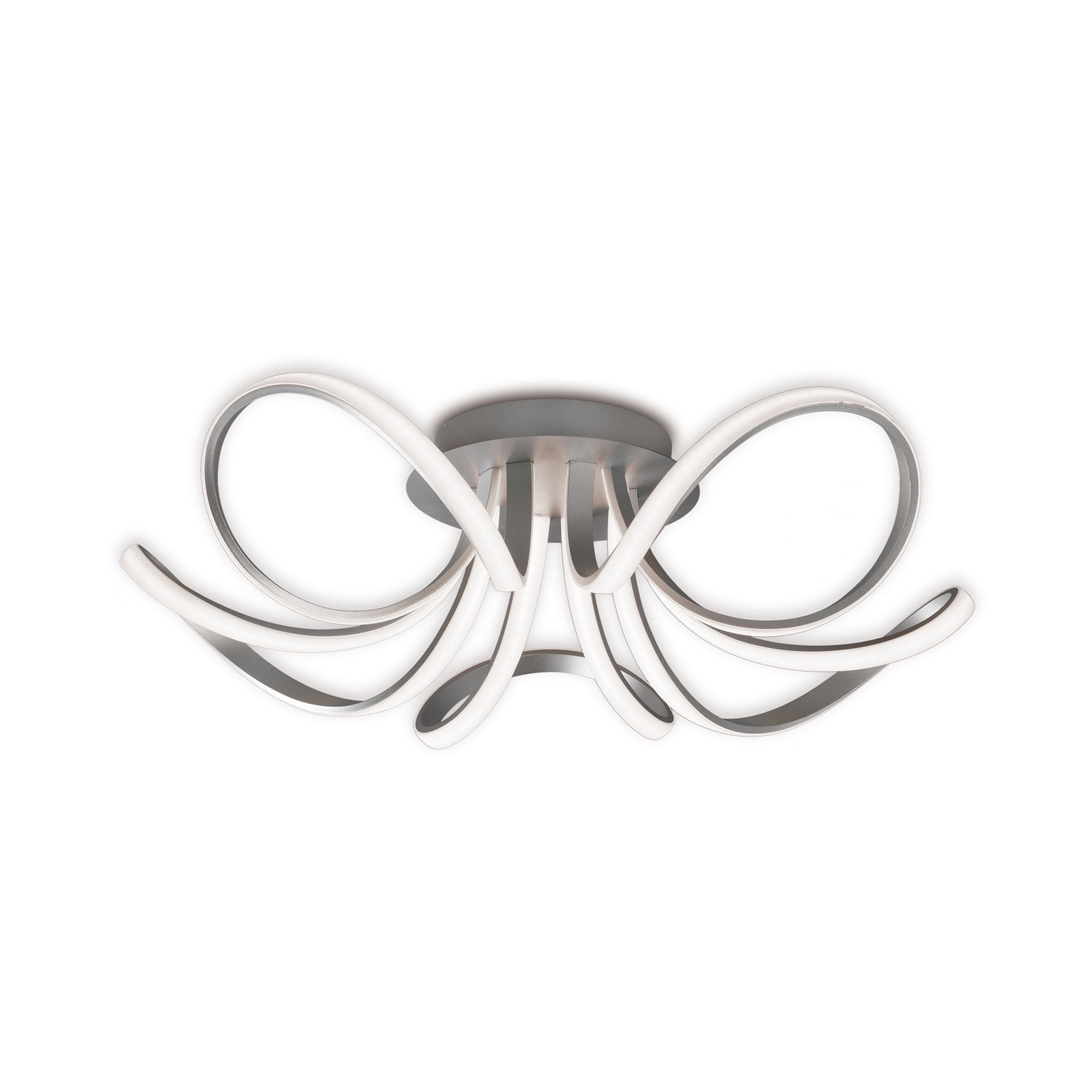 M5916 Knot Ceiling 74cm Round 5 Looped Arms 60W LED Dimmable Silver/Frosted Acrylic/Polished Chrome
