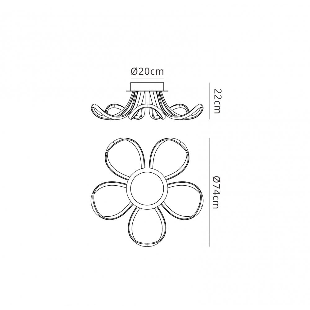 M5916 Knot Ceiling 74cm Round 5 Looped Arms 60W LED Dimmable Silver/Frosted Acrylic/Polished Chrome