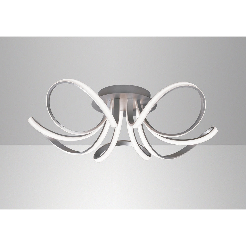 M5916 Knot Ceiling 74cm Round 5 Looped Arms 60W LED Dimmable Silver/Frosted Acrylic/Polished Chrome