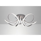 M5916 Knot Ceiling 74cm Round 5 Looped Arms 60W LED Dimmable Silver/Frosted Acrylic/Polished Chrome