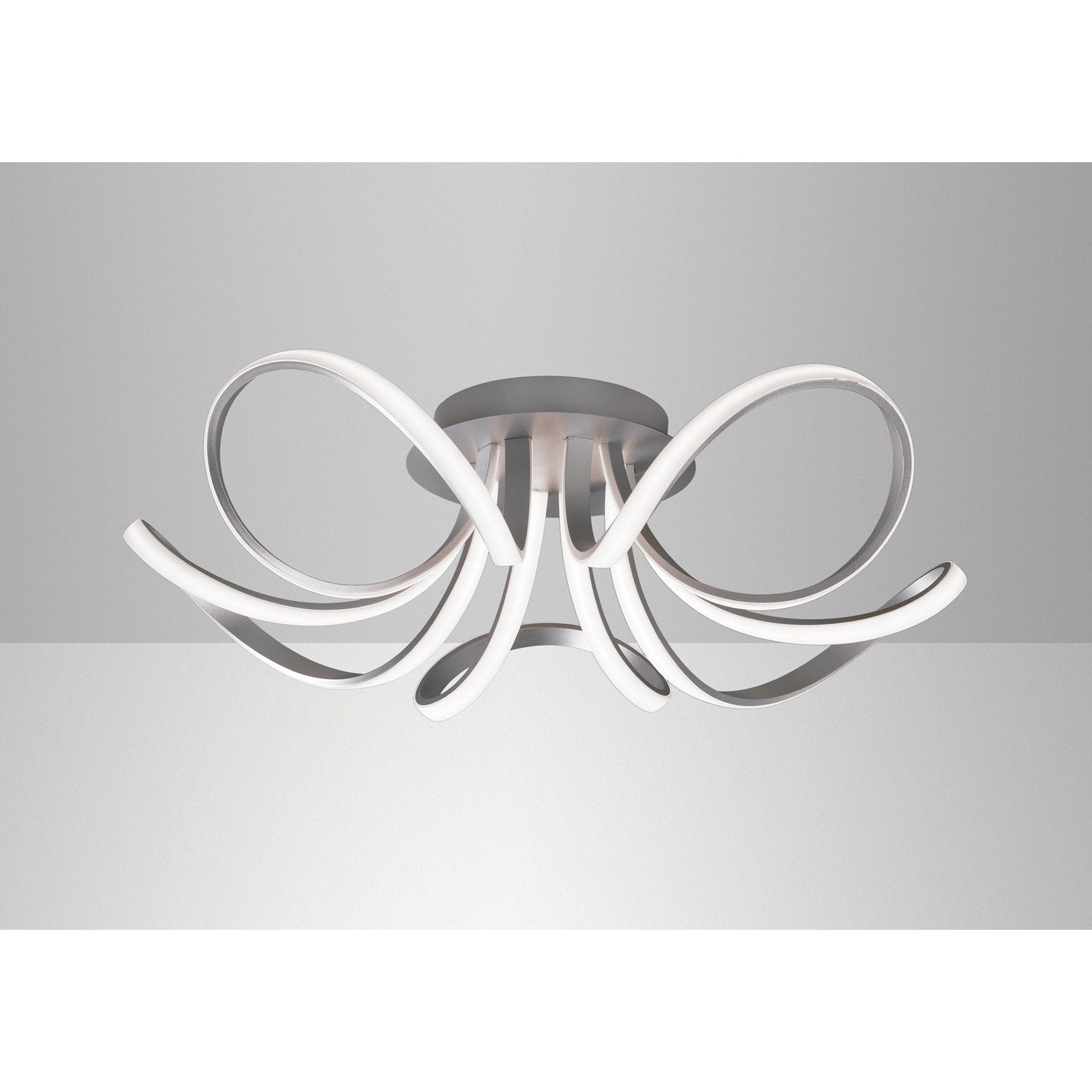 M5916 Knot Ceiling 74cm Round 5 Looped Arms 60W LED Dimmable Silver/Frosted Acrylic/Polished Chrome