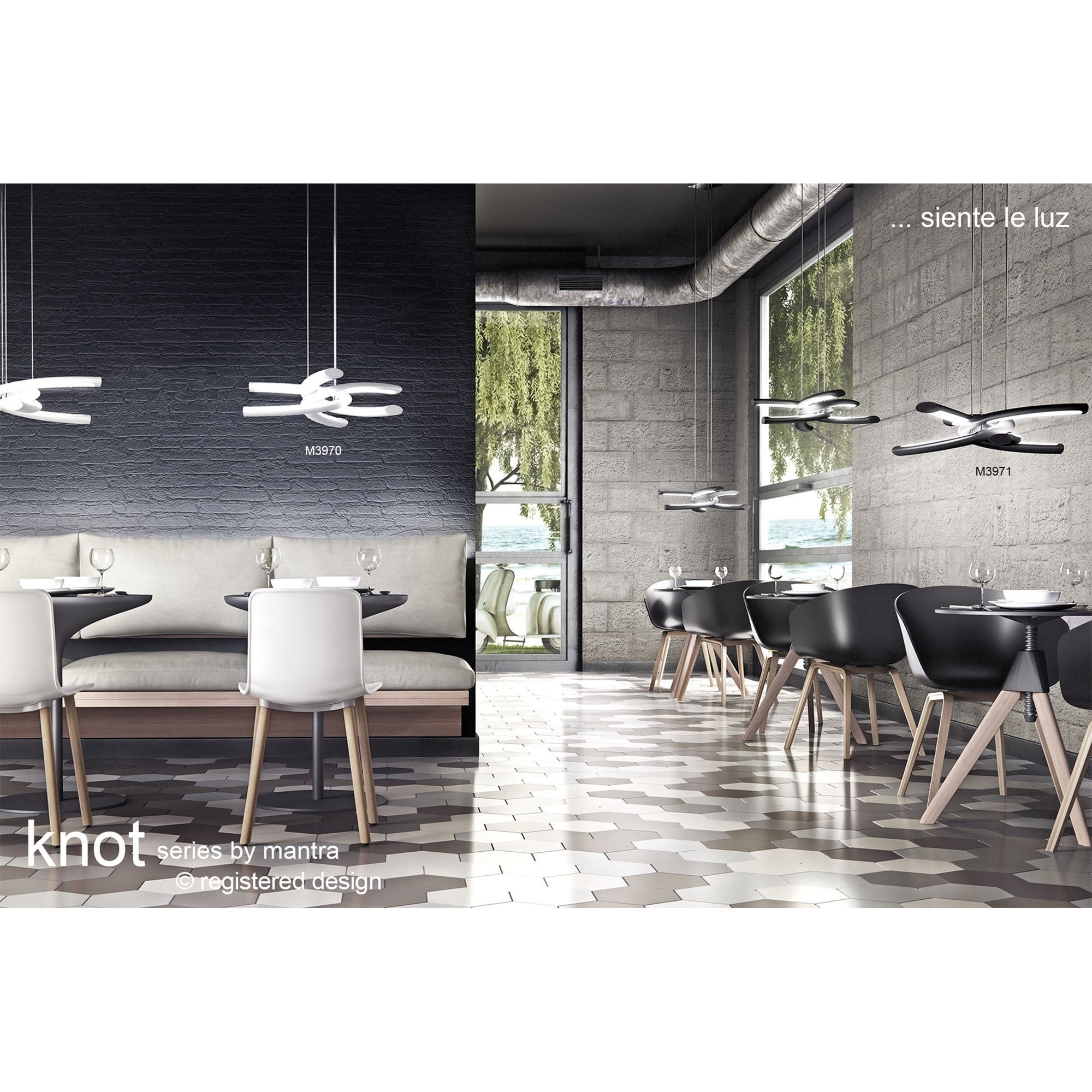 M5916 Knot Ceiling 74cm Round 5 Looped Arms 60W LED Dimmable Silver/Frosted Acrylic/Polished Chrome