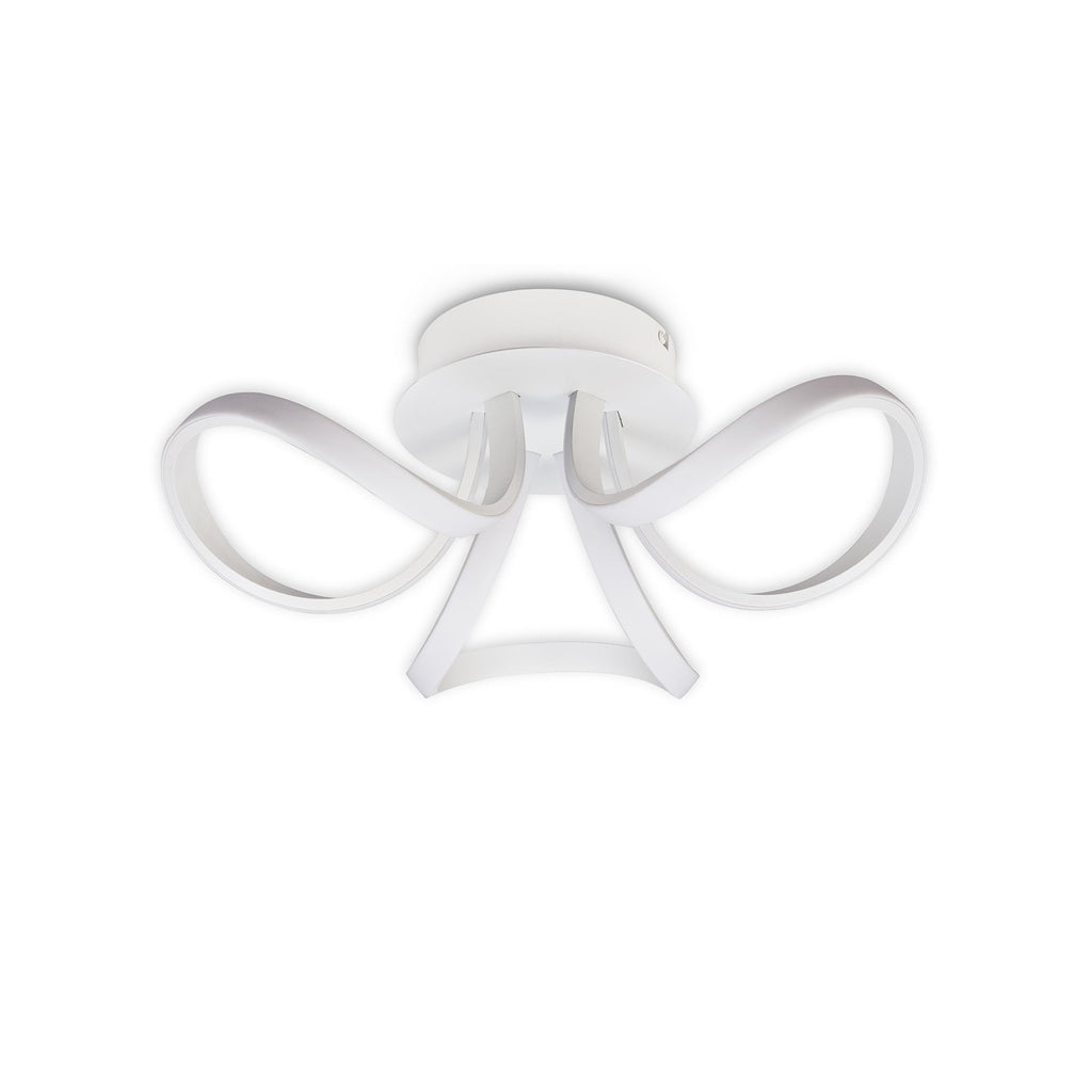 M6035 Knot Blanco Ceiling 48cm Round 3 Looped Arms 36W LED White/Frosted Acrylic