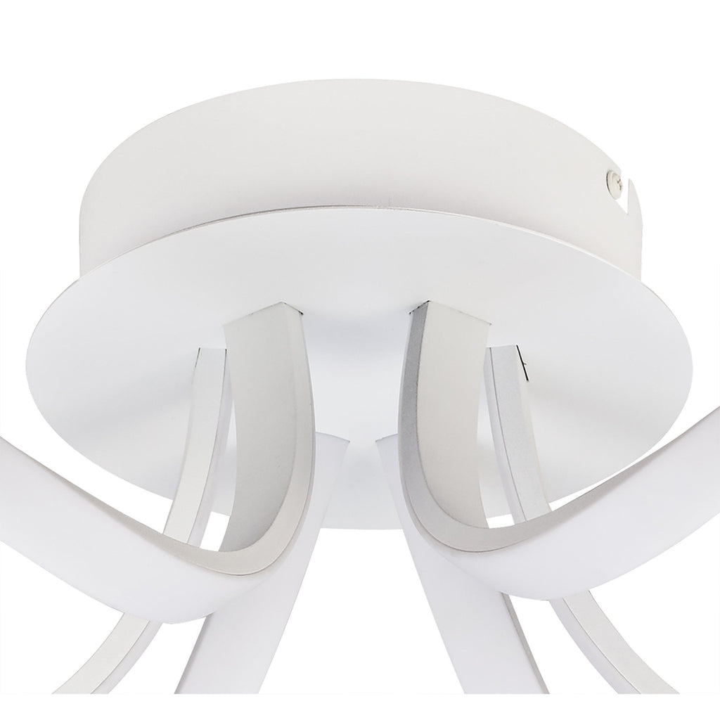 M6035 Knot Blanco Ceiling 48cm Round 3 Looped Arms 36W LED White/Frosted Acrylic