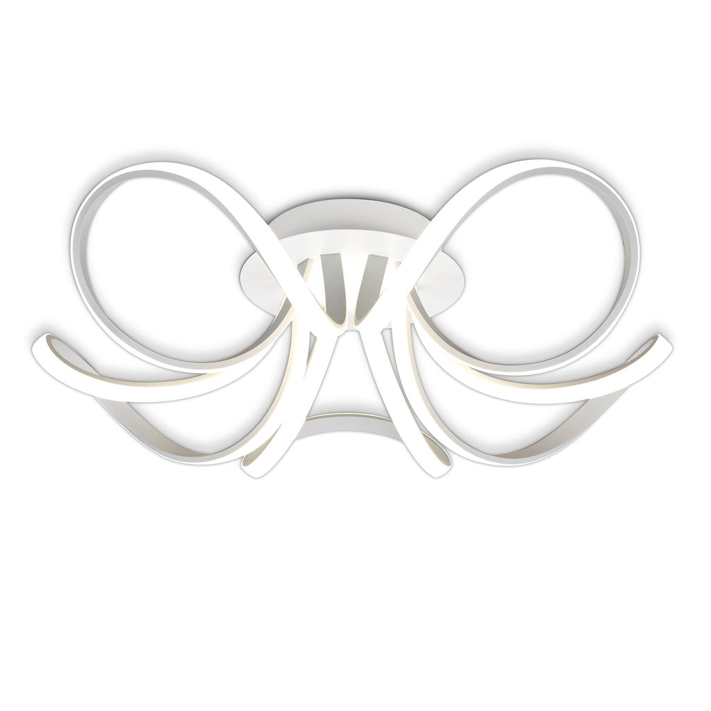 M6037 Knot Blanco Ceiling 74cm Round 5 Looped Arms 60W LED Dimmable White/Frosted Acrylic