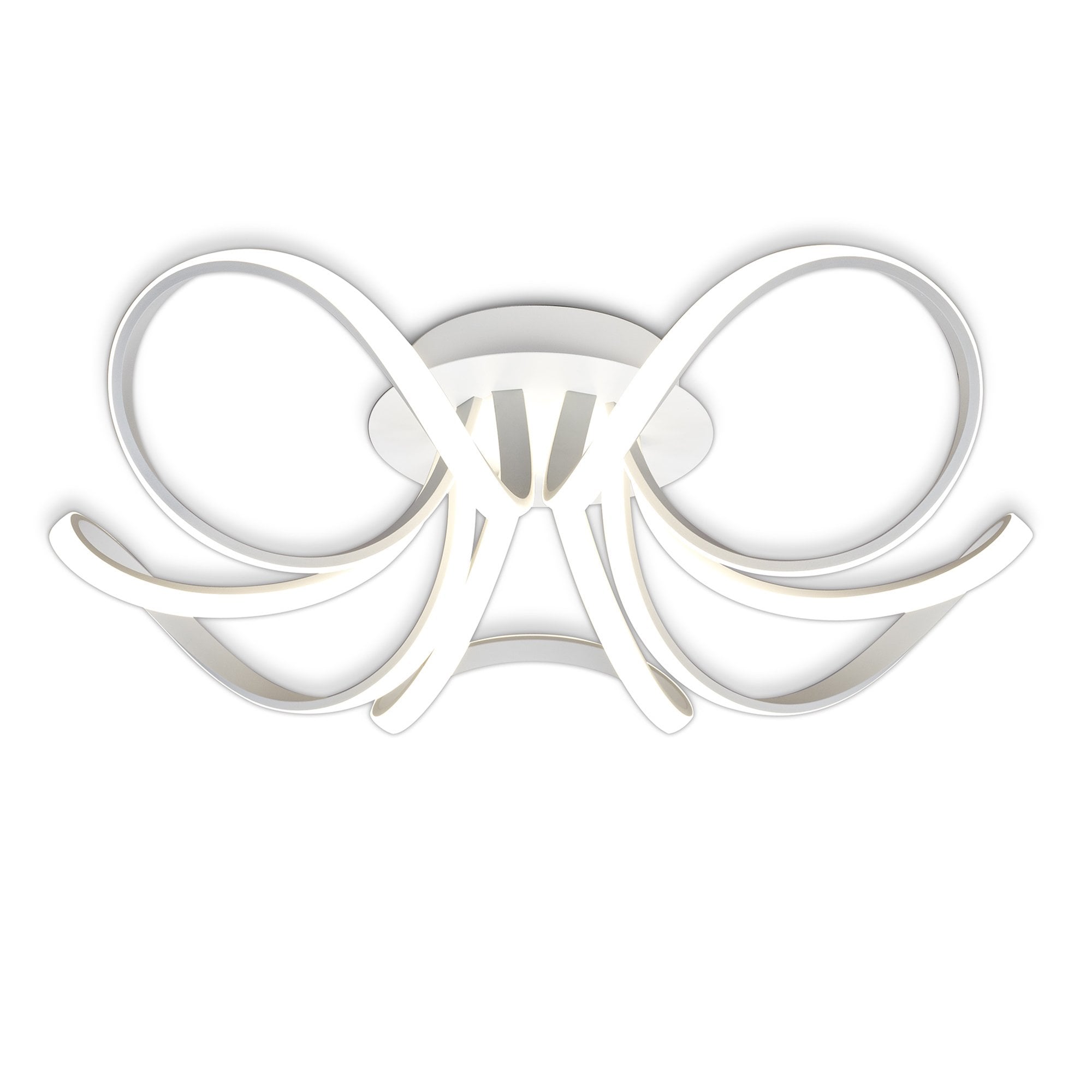 M6037 Knot Blanco Ceiling 74cm Round 5 Looped Arms 60W LED Dimmable White/Frosted Acrylic